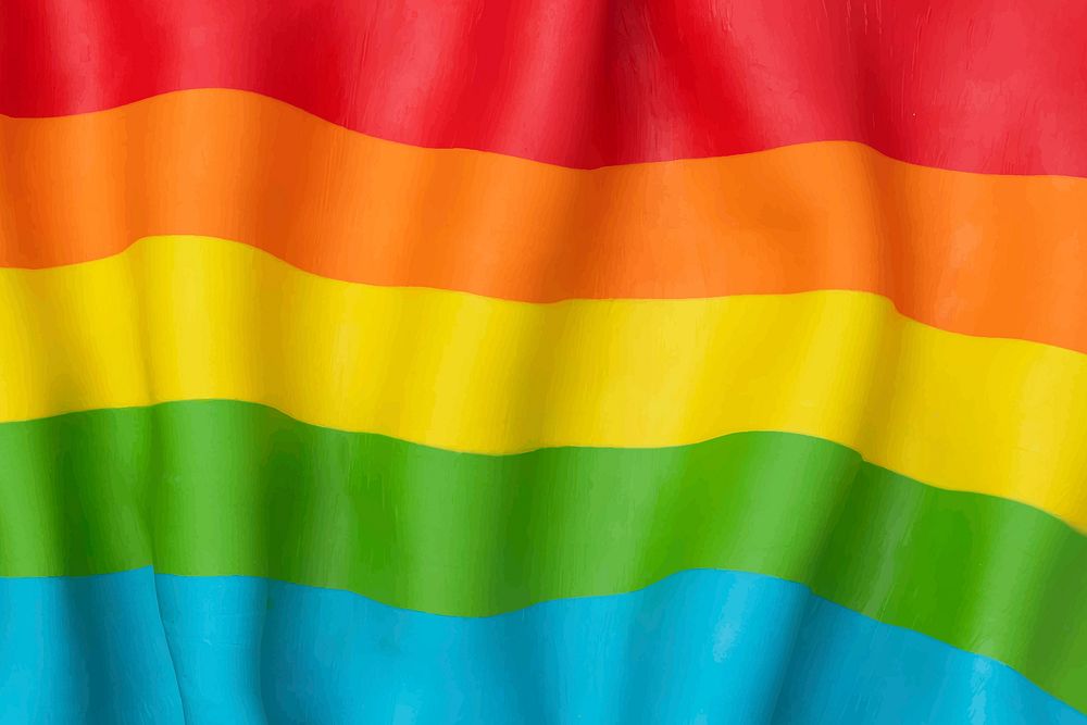 LGBTQ+ rainbow flag background vector in DIY plasticine clay texture