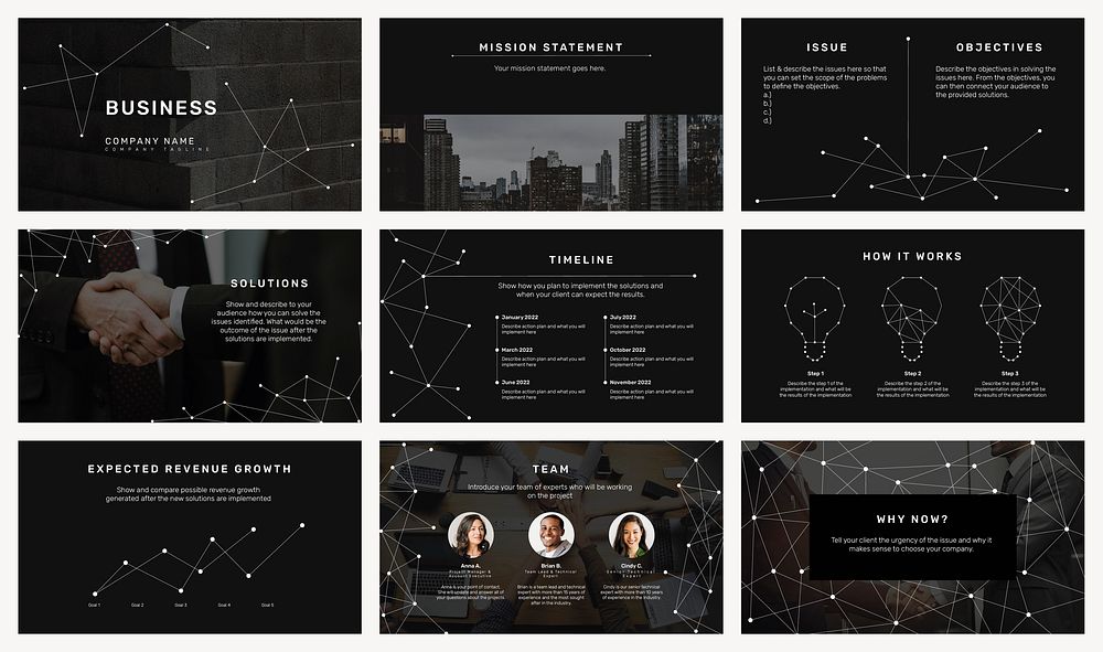Corporate presentation template set, professional business vector layouts