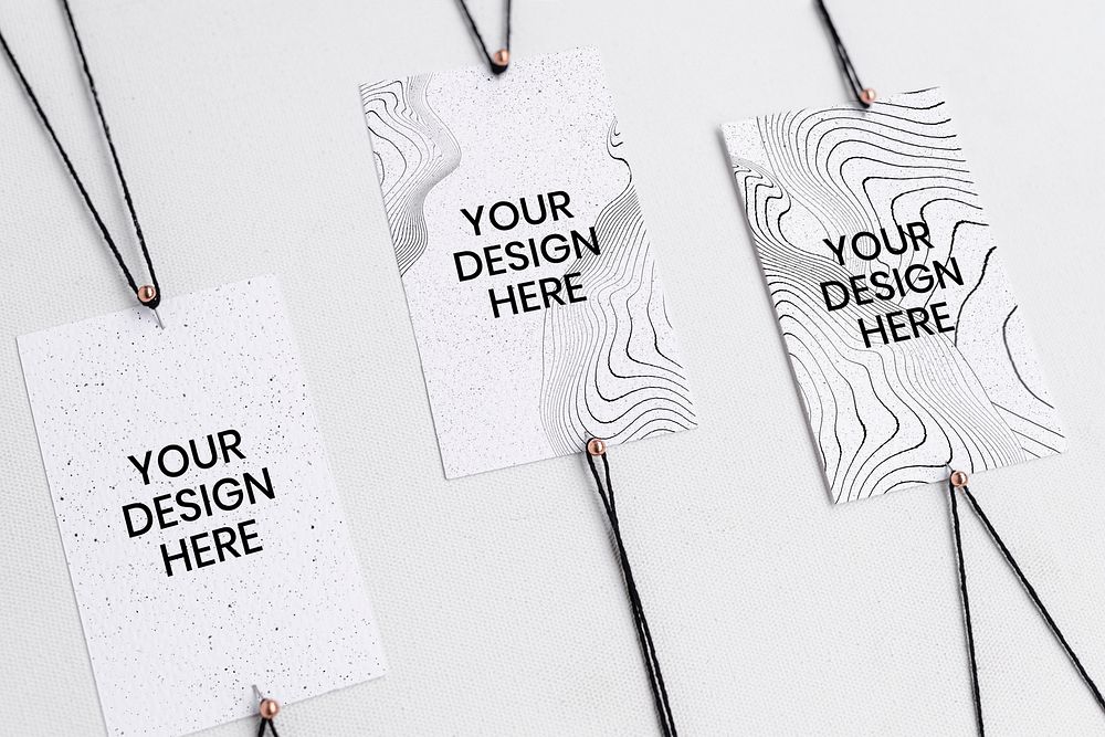 White label tags mockup psd, with strings