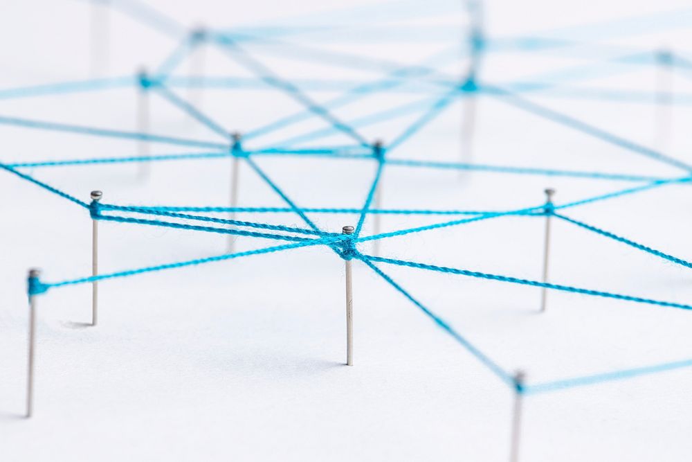 Business network background, connecting dots, technology design