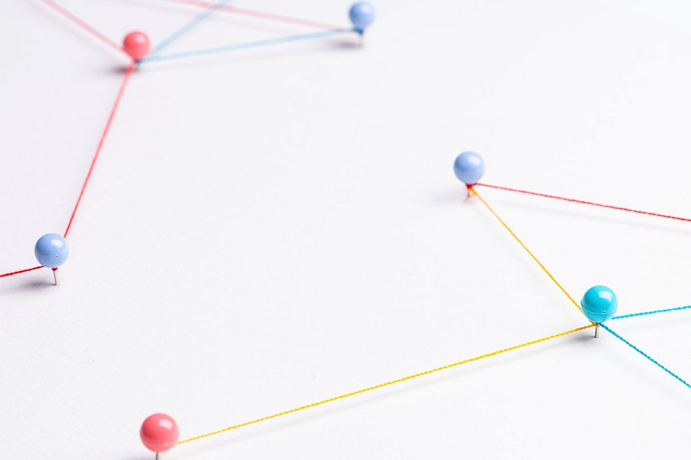 Business network background, connecting dots, technology design