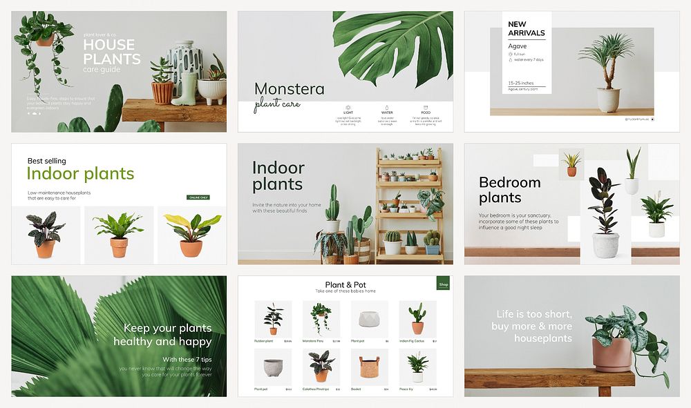 Indoor gardening template vector set for blog banners