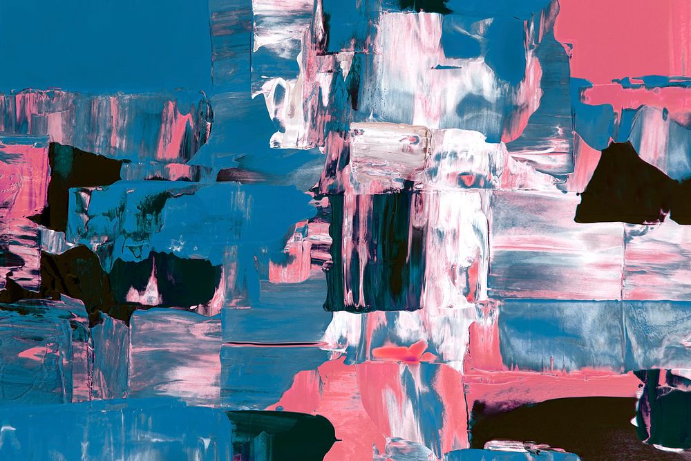 Abstract wallpaper background, blue and pink acrylic paint textured