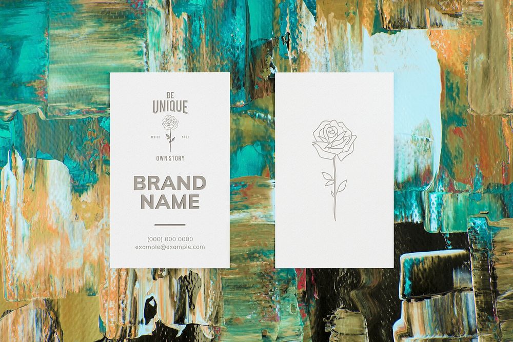 Name card mockup psd, textured paint background creative branding