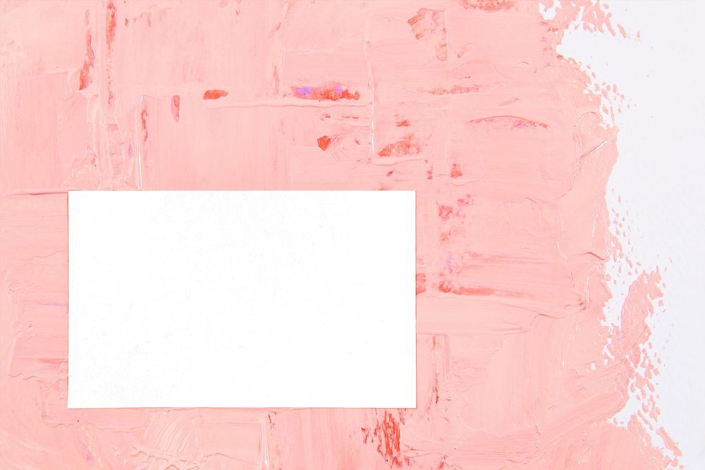 Business card mockup psd, pink paper in textured paint background
