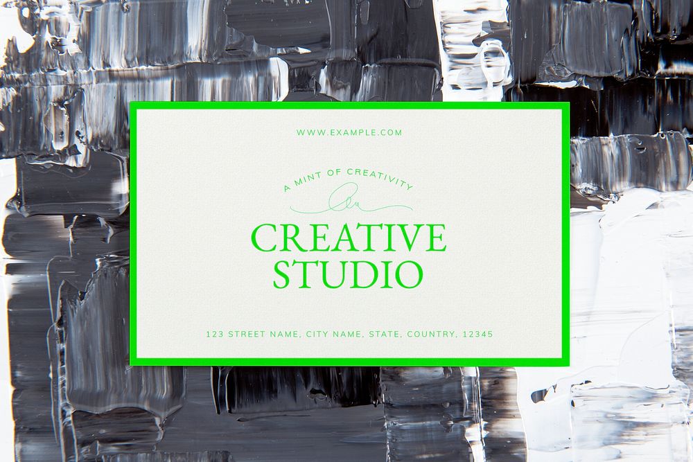 Name card mockup psd, paint texture background creative studio branding