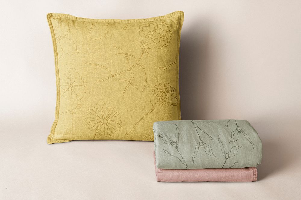 Bed linen mockup psd and cushion cover