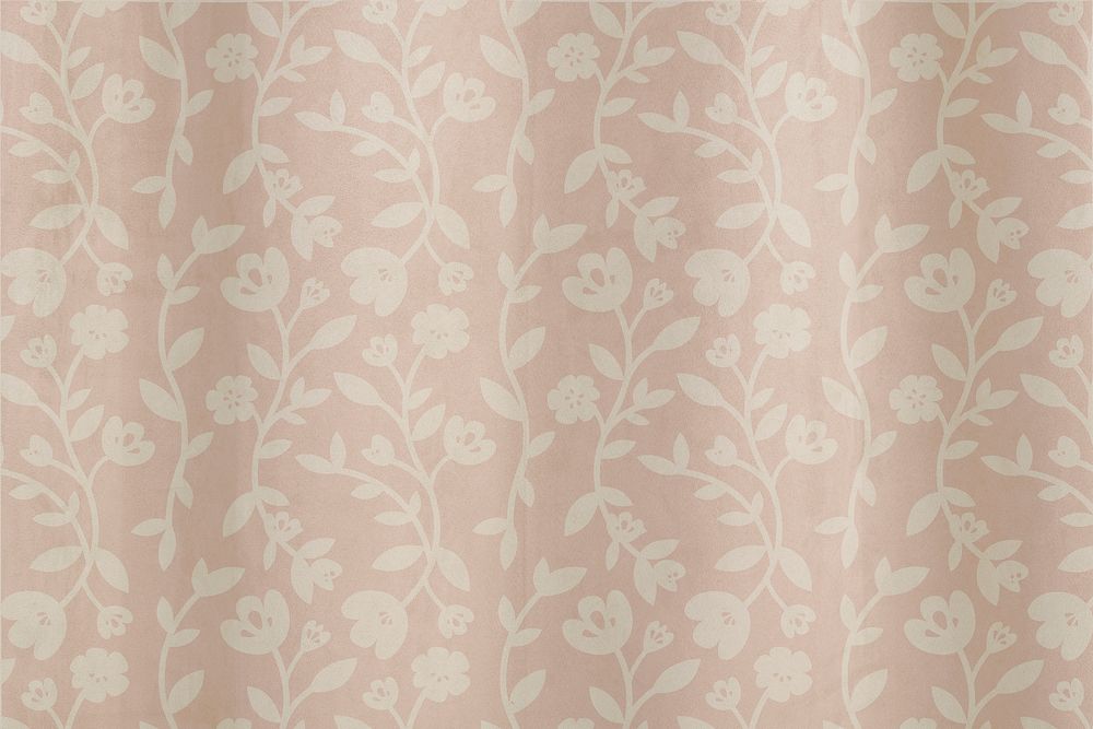 Curtain mockup psd textile with flower pattern