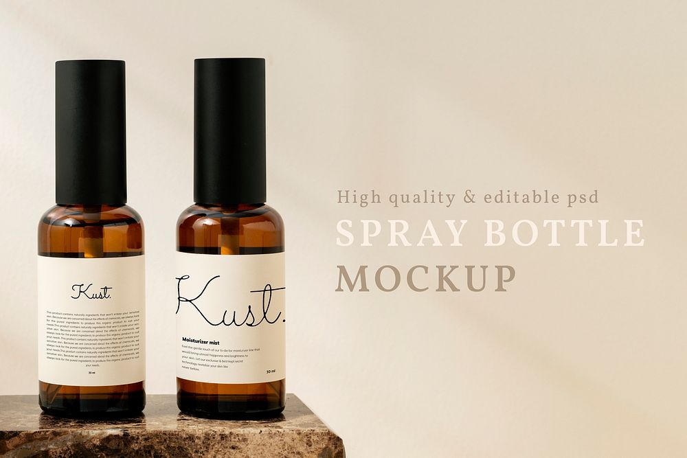 Spray bottle mockup psd for beauty and skincare
