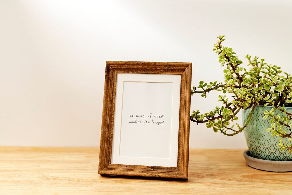 Picture frame mockup psd on a table