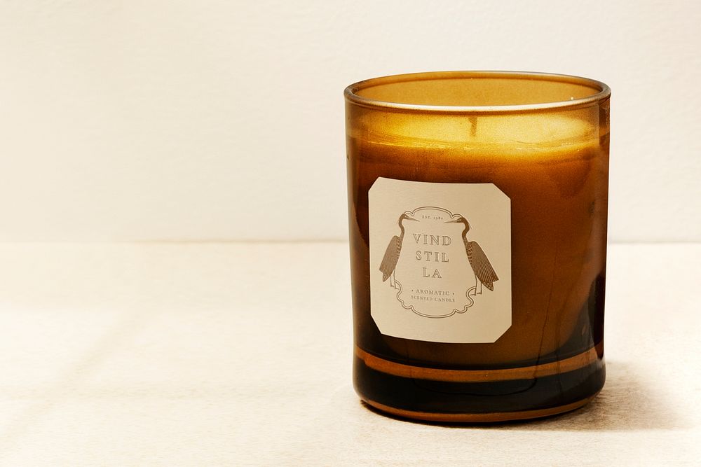 Candle label mockup psd, aromatic home spa product