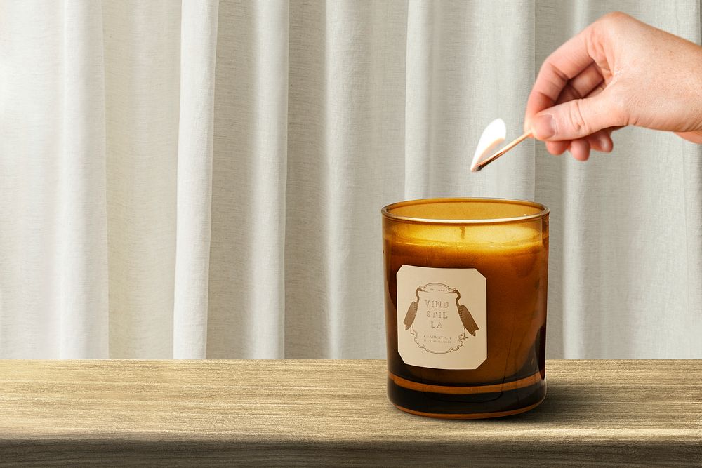 Candle label mockup psd, aromatic home spa product