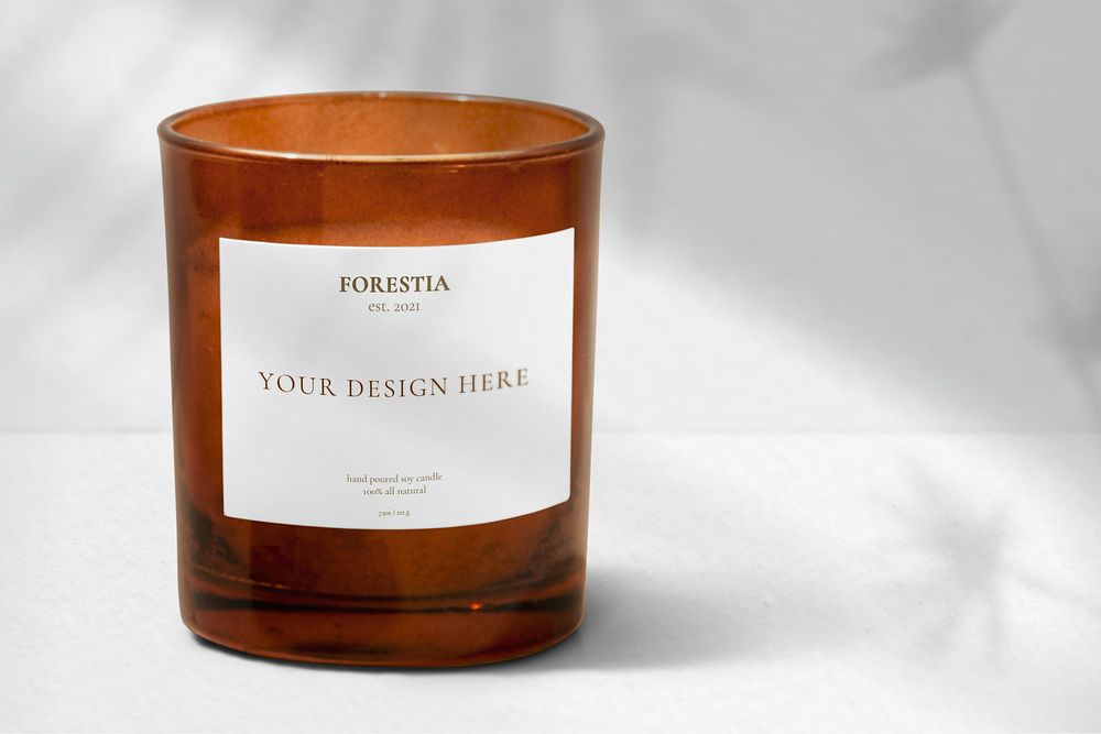 Candle jar label mockup, product branding psd 