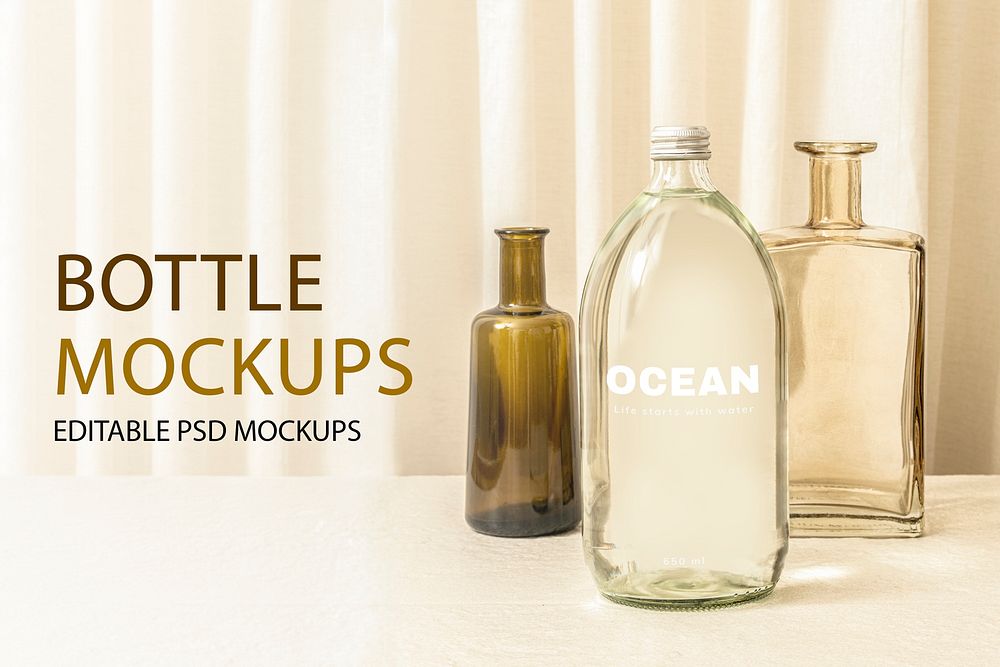 Aesthetic bottle mockup psd