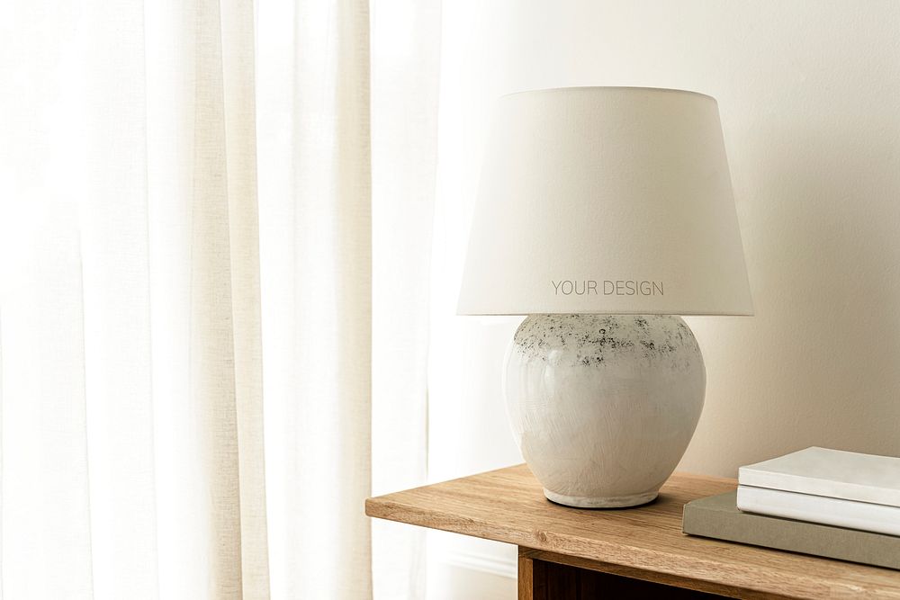 White  lampshade mockup psd, minimal design home decor