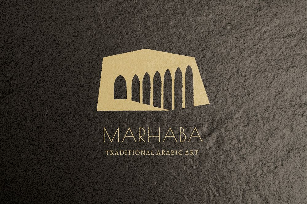 Logo mockup psd on textured stone background
