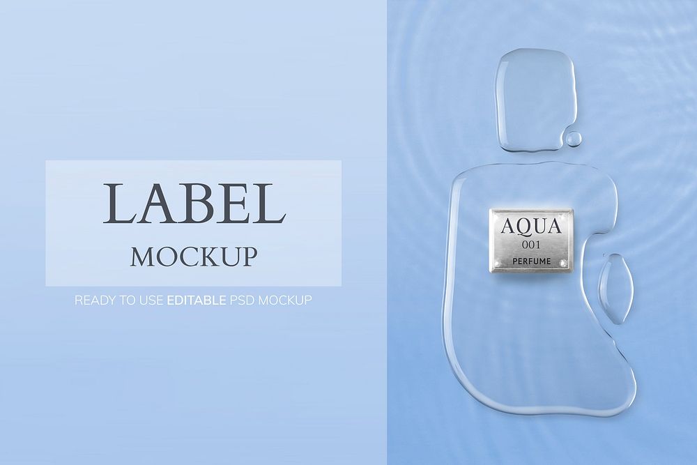 Perfume label mockup, product branding for beauty and skincare psd