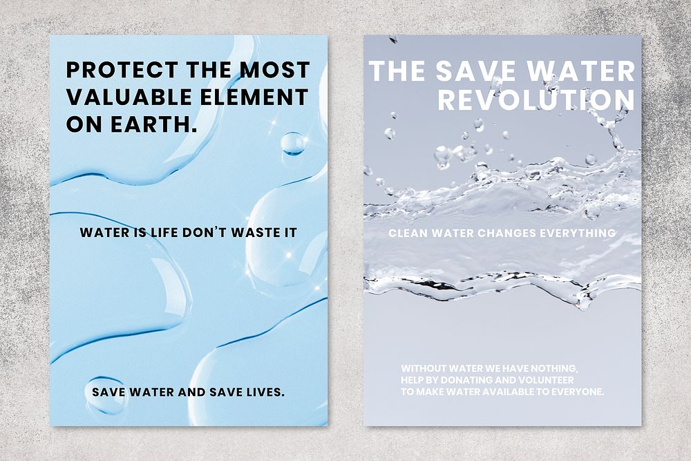Environment poster template, water background vector set