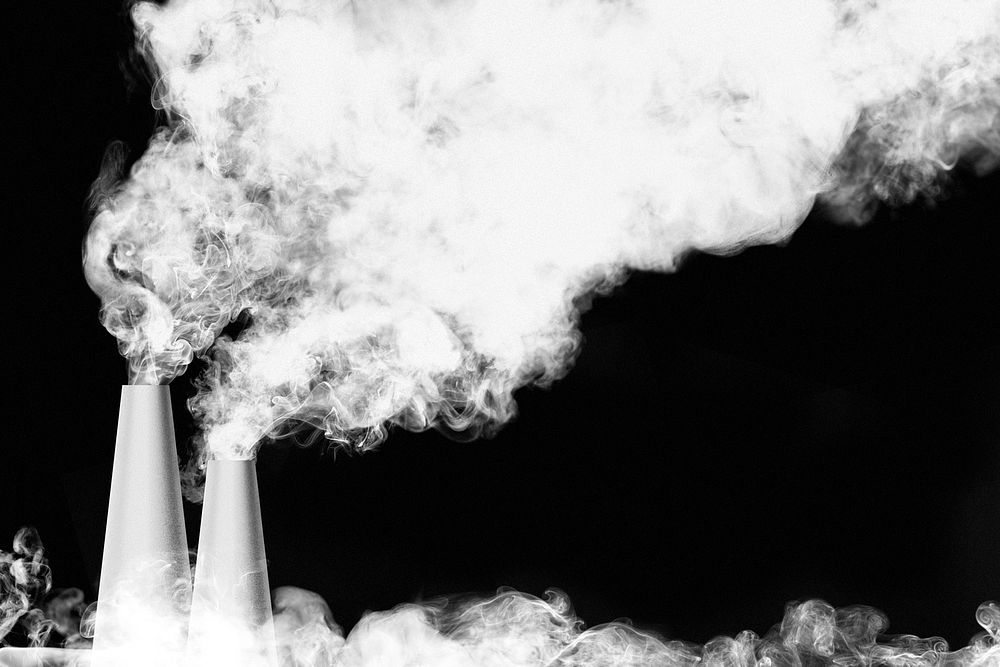 Pollution background psd, industrial smoke from the factory&rsquo;s chimneys