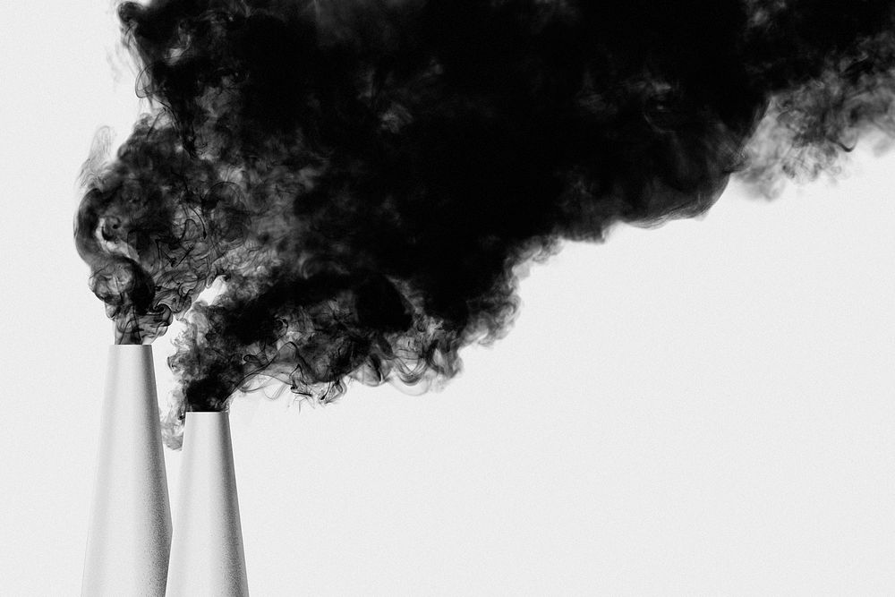 Pollution background psd, industrial smoke from the factory&rsquo;s chimneys