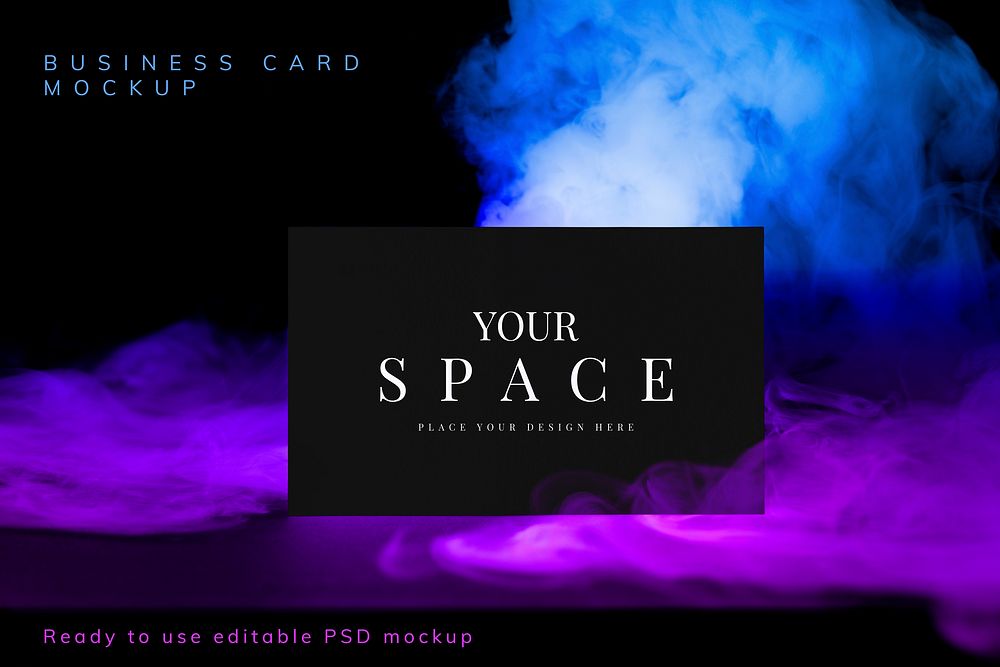 Business card psd mockup, aesthetic smoke with design space
