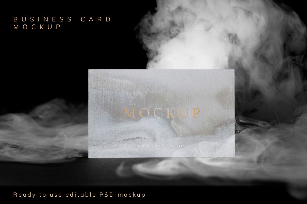 Business card psd mockup, abstract smoke with design space