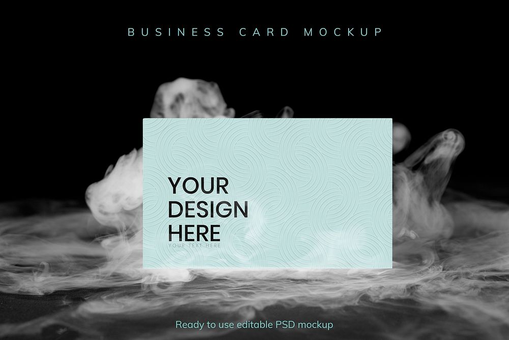 Business card psd mockup, pastel smoke with design space