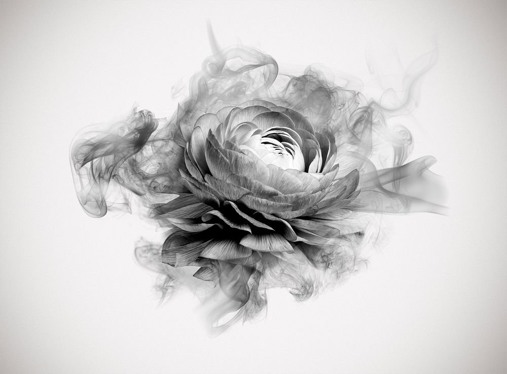 Flower psd smoke element, textured abstract graphic