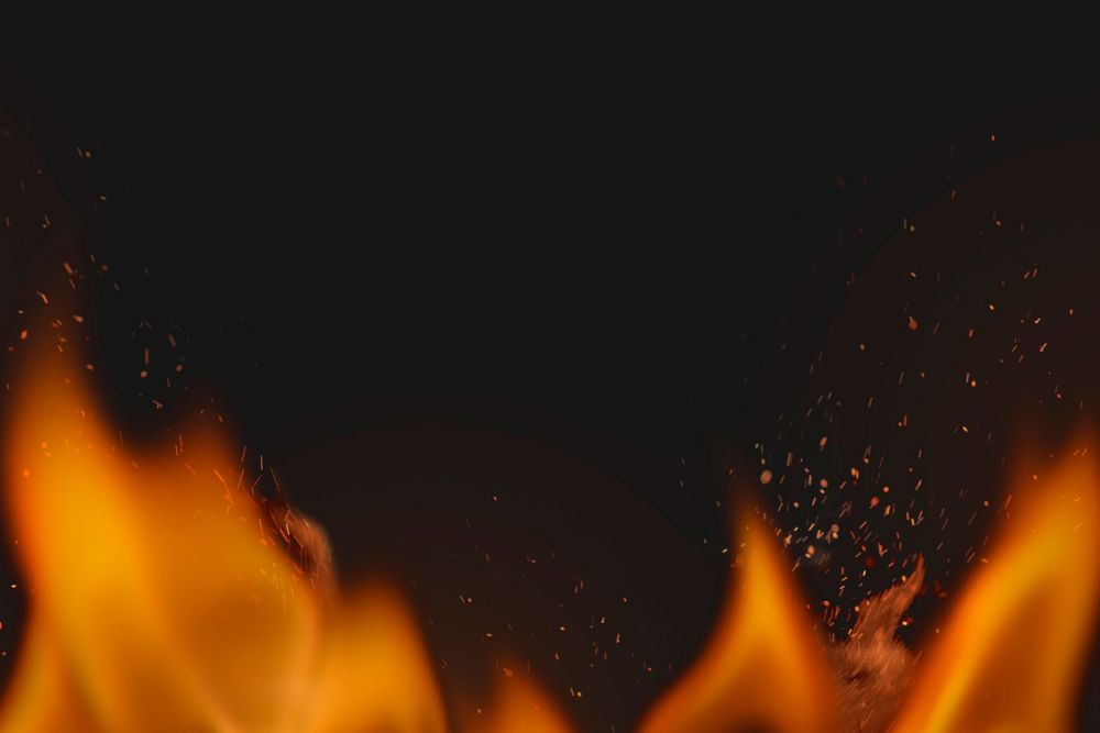 Dark flame background, fire border realistic image psd