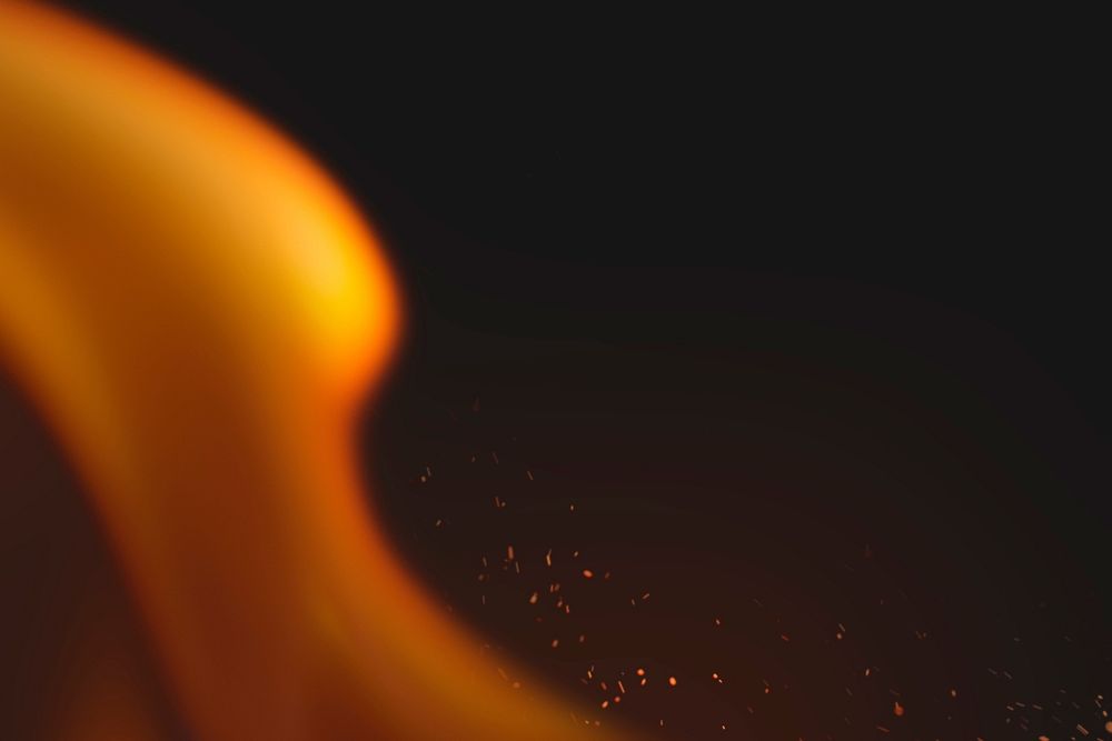 Fire sparks background, realistic flame border, black design space psd