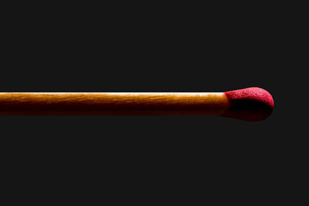 Matchstick stock image, black background psd with design space