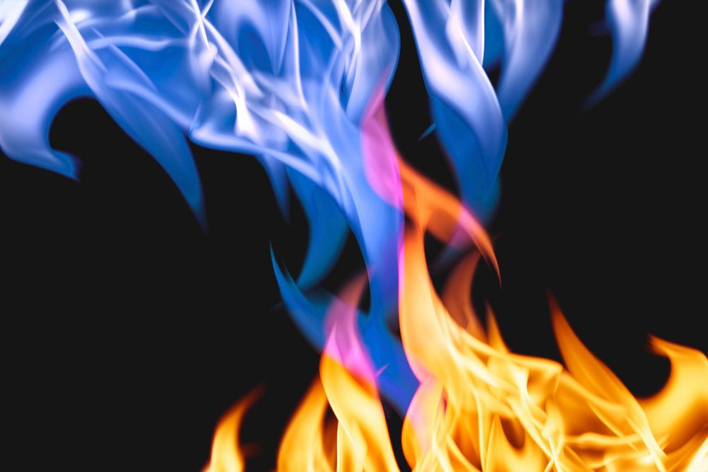 Aesthetic flame background, blazing blue fire psd