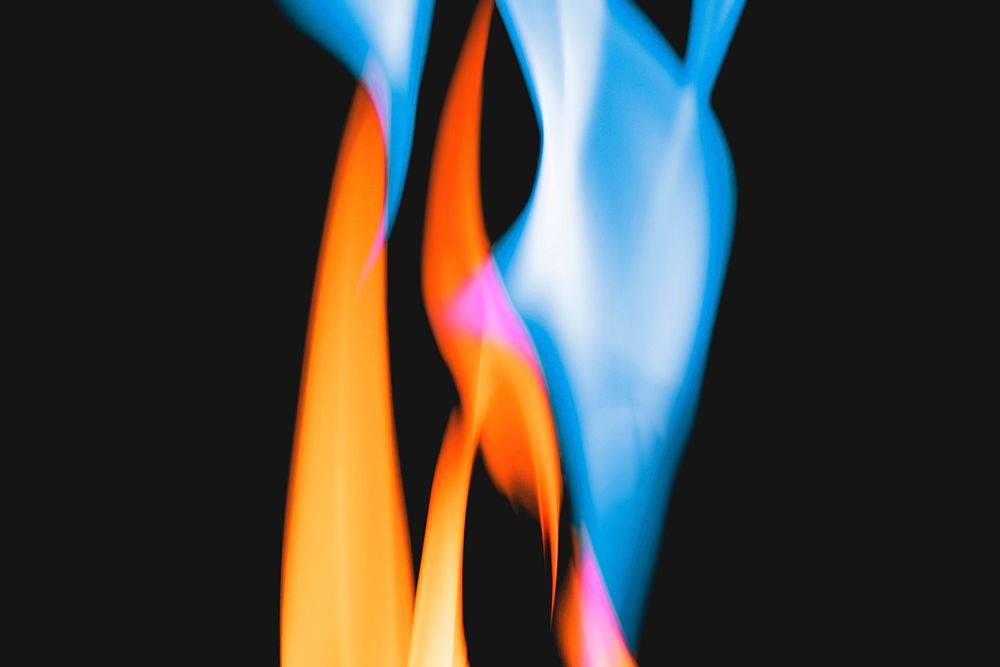 Blue flame background, burning fire psd