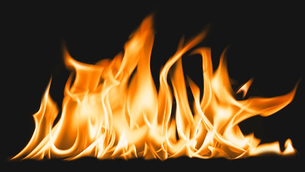 Bonfire flame sticker, realistic burning fire image vector