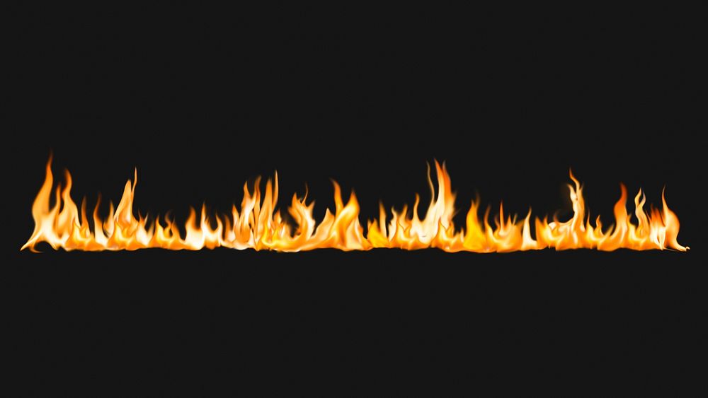 Burning flame border sticker, realistic fire image psd