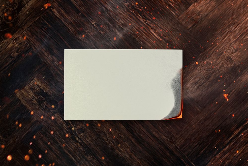 Burning paper mockup psd with blank design space