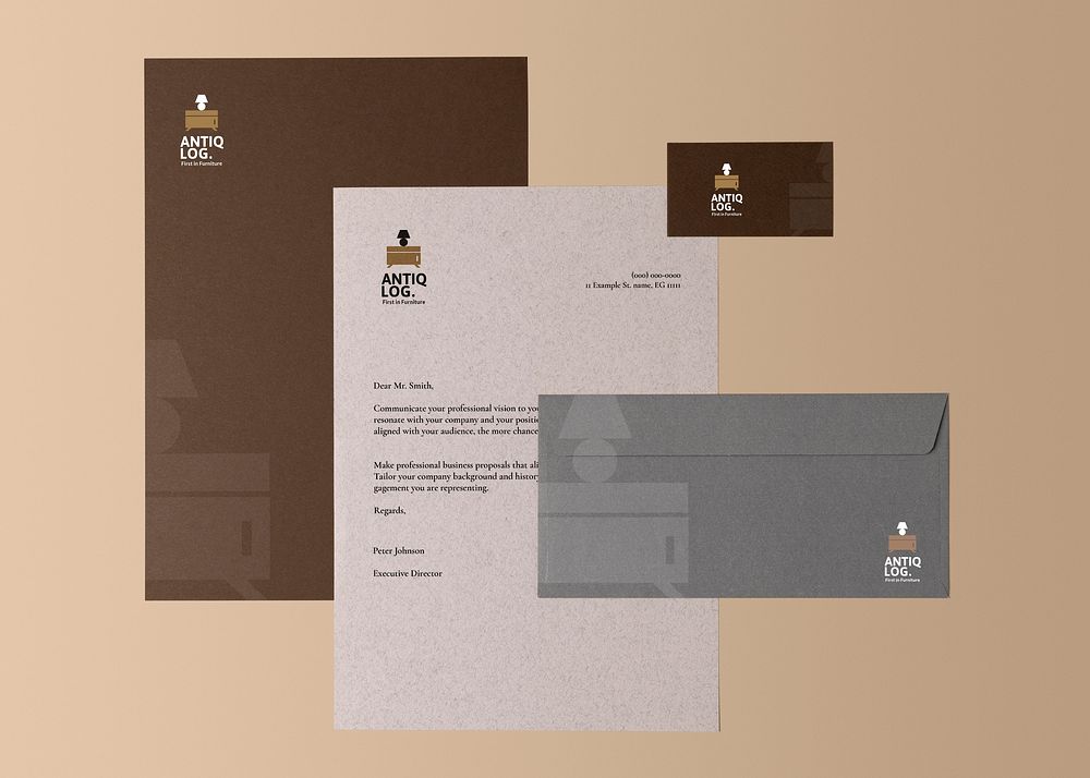 Corporate identity mockup, brown professional stationery, business branding, flat lay design