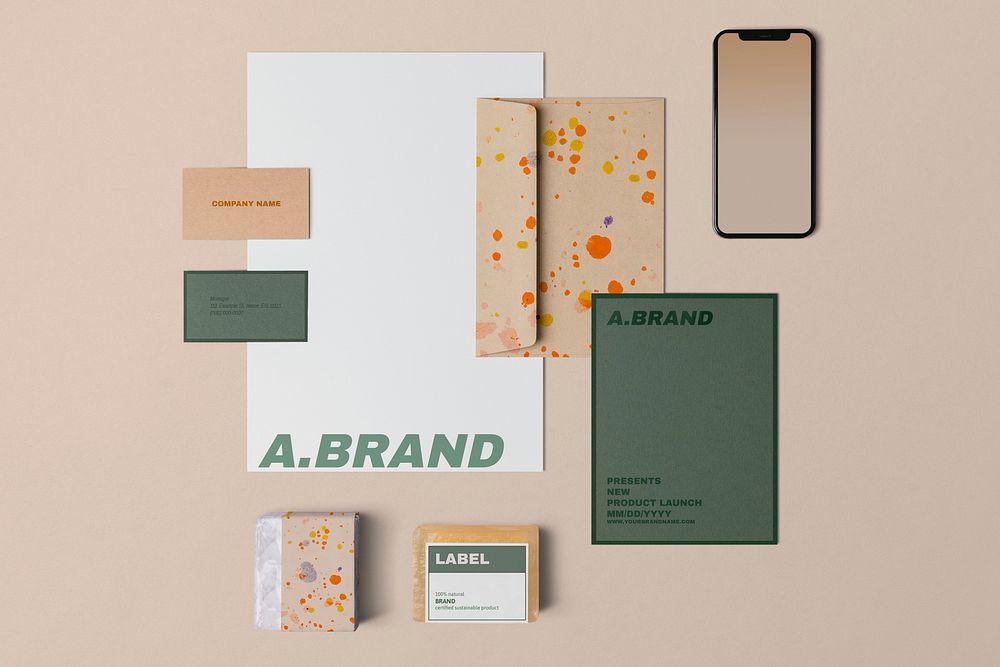 Corporate identity mockup, feminine professional stationery, business branding, flat lay design