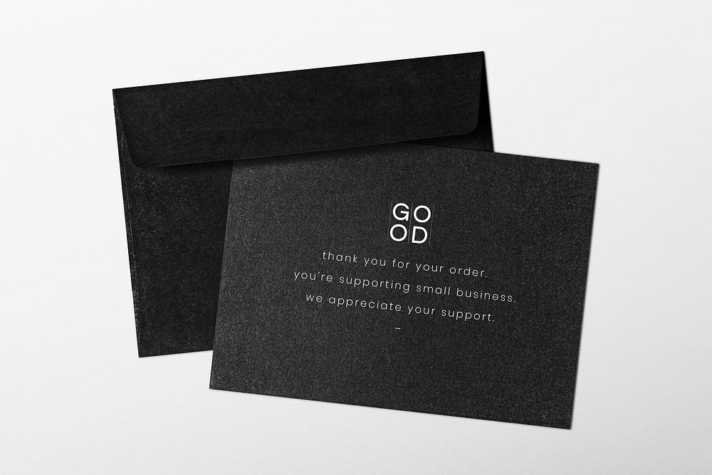 Black envelope mockup, business branding stationery psd