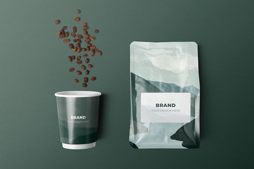 Product branding mockup psd, coffee bag label design