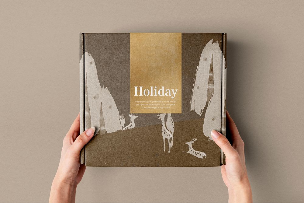 Christmas paper box mockup, packaging for small business psd
