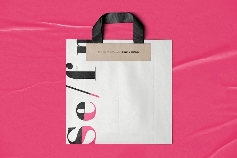 Shopping paper bag mockup, feminine design psd