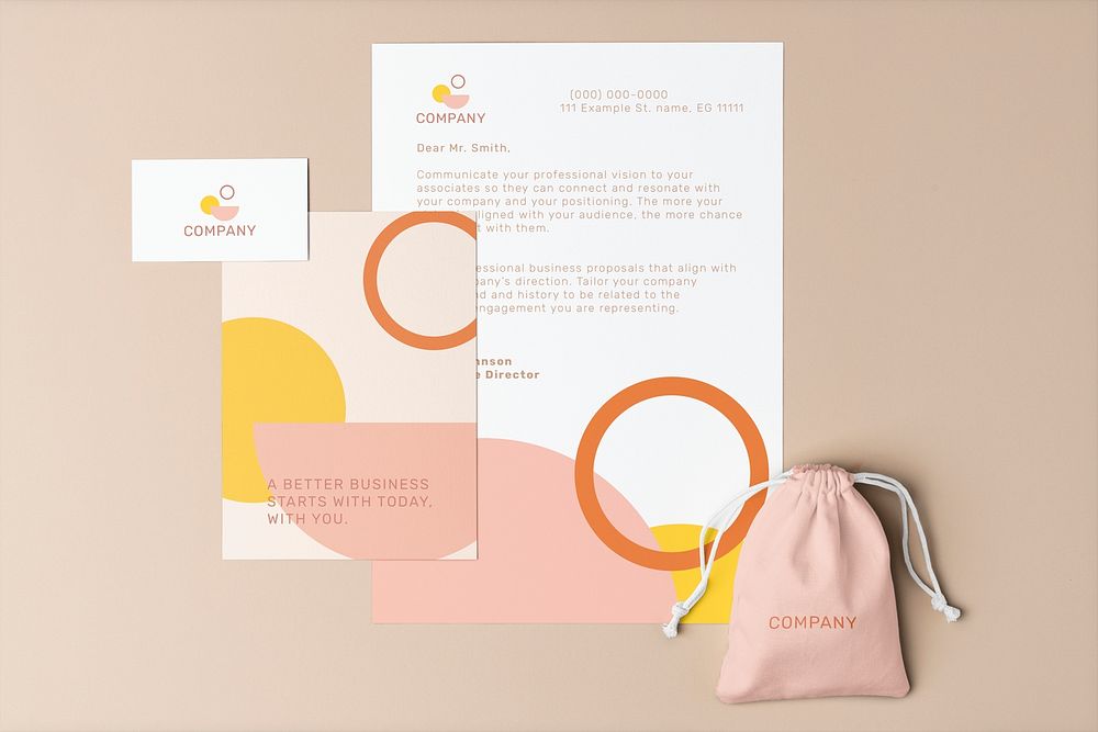 Feminine corporate identity mockup, professional stationery, business branding, flat lay design