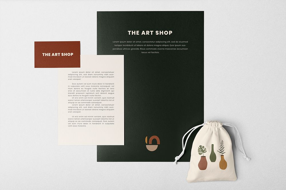 Aesthetic corporate identity mockup, pouch bag psd