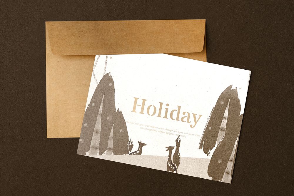 Christmas card envelope mockup, business branding stationery psd