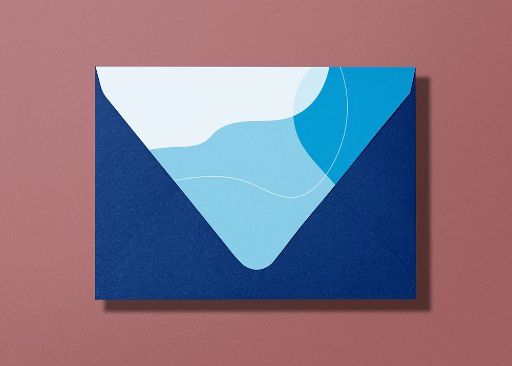 Blue envelope mockup, aesthetic stationery psd