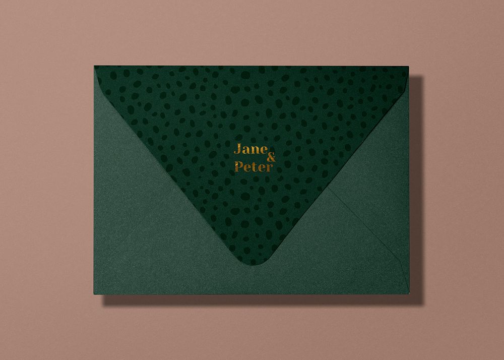 Green envelope mockup, aesthetic stationer, flat lay design, psd