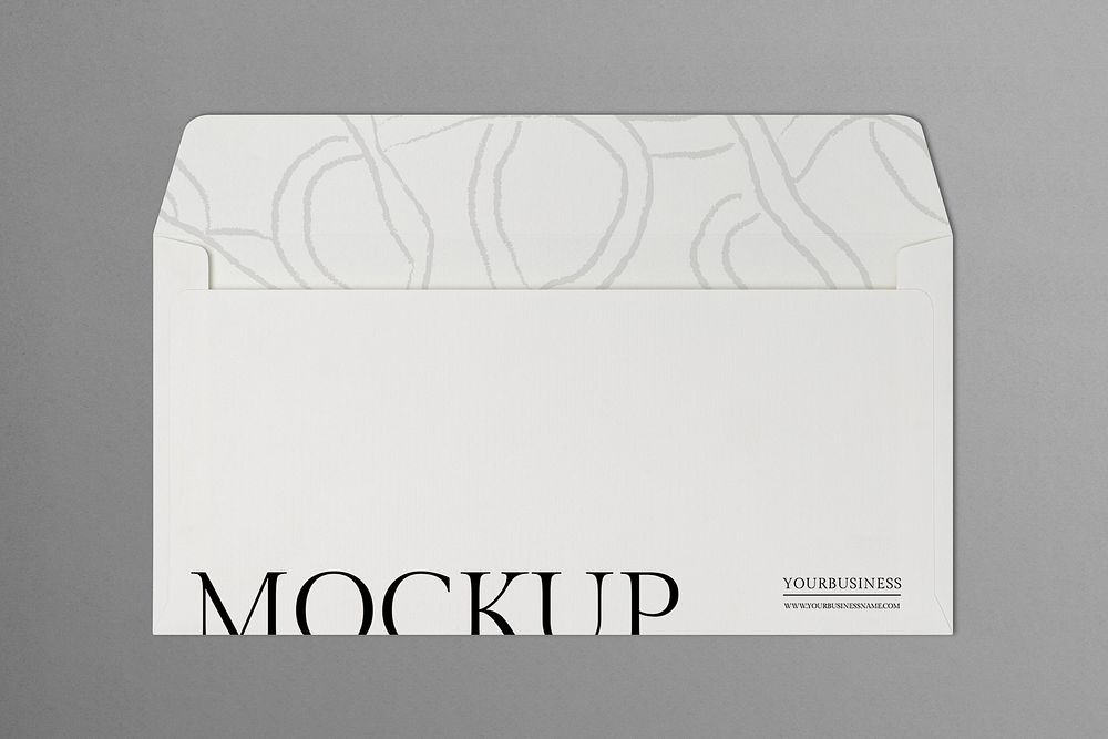 White  envelope mockup, simple stationery, flat lay design, psd