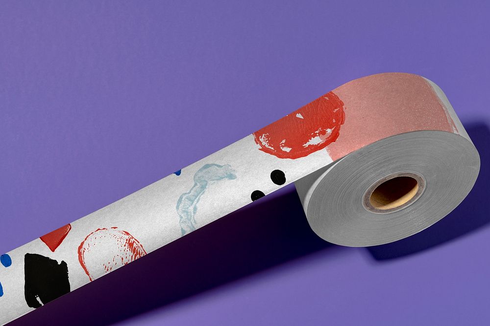 Colorful patterned washi tape mockup, stationery psd 