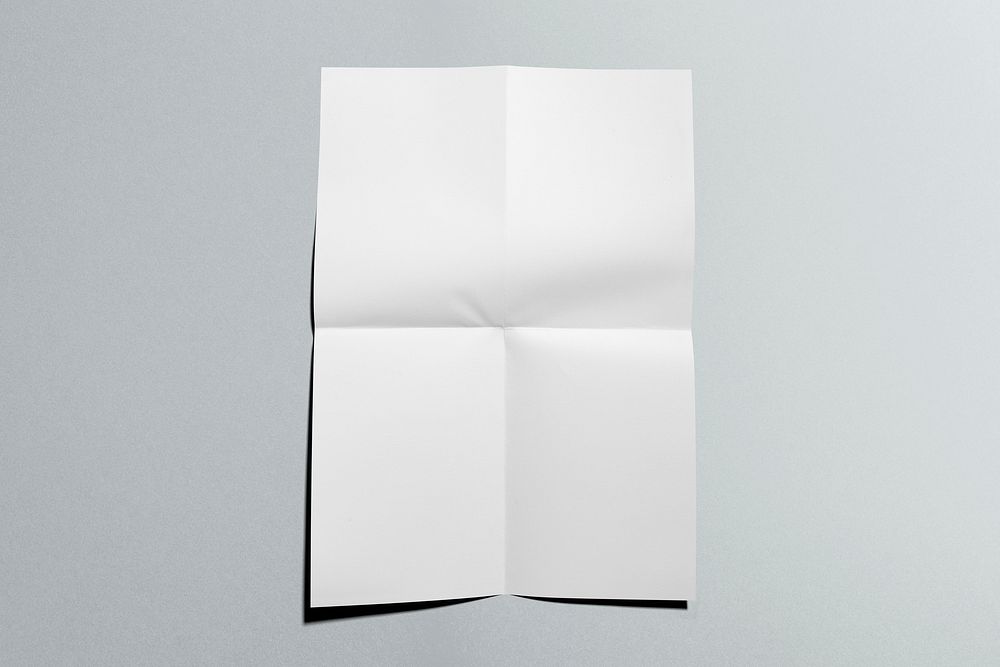 Folded poster, realistic wall advertisement with design space